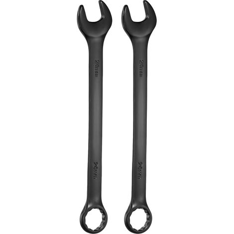 Lot de 2 clés mixtes métriques de 24 mm, boîte à 12 points et clés à double extrémité ouverte pour machines automobiles ménagères, réparation de bricolage, noir (1/5)