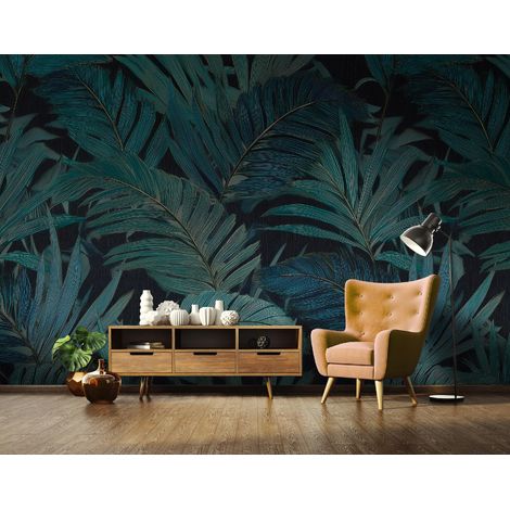 Fototapete Blätter Grün Natur, für Wohnzimmer und Schlafzimmer, 300 x 210 cm – Komplettset inkl. Kleister & Anleitung (1/5)