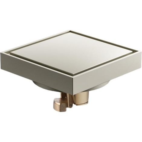 Siphon de sol invisible avec clapet anti-retour carrelé pour salle de bain et douche, anti-refoulement et anti-odeurs, finition brossée. (1/5)