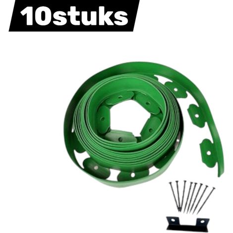 Bordure de pelouse en forme de L en plastique, idéale pour délimiter les pelouses et les massifs et limiter la propagation des racines, longueur 1 m, couleur verte. (1/4)