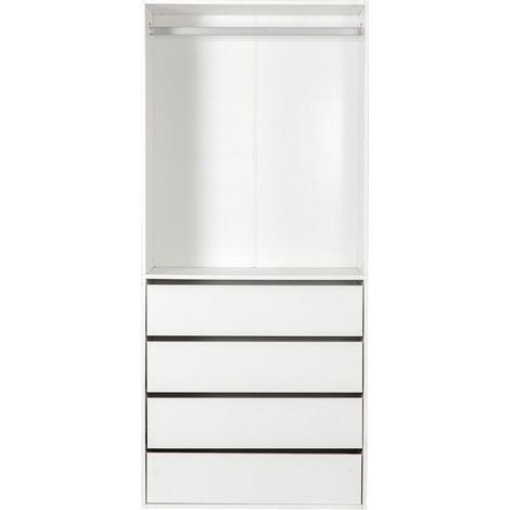 Armadio "Opéra" con 4 cassetti e 1 spazio per appendere - 80 x 45 x 180 cm - Bianco