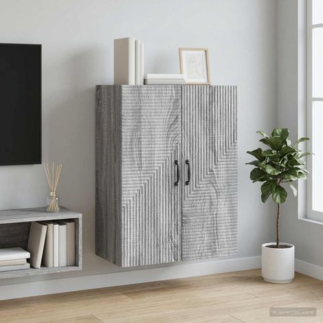 vidaXL Armoire Murale Sonoma gris 66 x 34,5 x 90 cm Bois d'ingénierie (1/5)