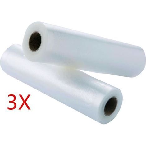 3 rouleaux sous vide de gaufrage alimentaire pour scelleuse sous vide, 28 cm x 5 m, rouleau de film sous vide pour sac de sécurité (1/4)