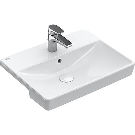 Vasque à poser rectangulaire VB Avento 550 x 440 mm, 1 HL, avec bonde, Blanc Pierre cplus (1/3)
