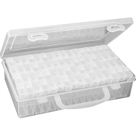 Boîte transparente à grille 42/84 pour peinture diamant faite main, boîte de rangement en verre pour perles de riz et accessoires de nail art (1/5)