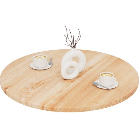 LAMO Manufaktur Plateau de table rond 80 cm en bois naturel Dessus rond de table à manger, de cuisine, de bistrot Épaisseur : 28 mm Couleur : Naturel