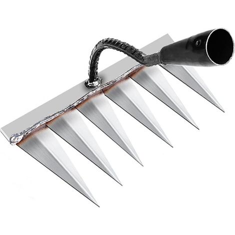 Gartenrechen, Gartengeräte, Unkrautrechen, Gartengeräte, manueller Rasenlüfter mit 6 Stahlzinken, Gartenhacke zum Jäten/Auflockern/Säen (ohne Stiel)