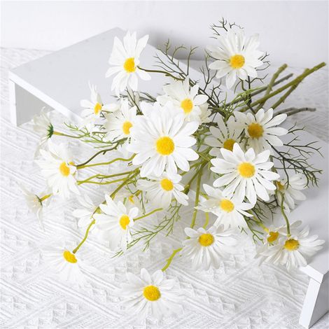 Fleur Artificielle - Marguerite en Soie - Décoration Intérieure et Mariage - Hauteur 53 cm - Lot de 10 Bouquets (50 Fleurs) (1/5)
