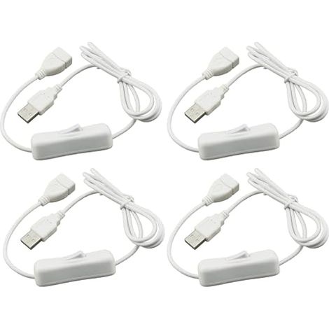 USB Câble avec on/Off Interrupteur USB Mâle à Female Extension Corde 1M Blanc pour LED Bureau Lampe LED Bande (1/5)
