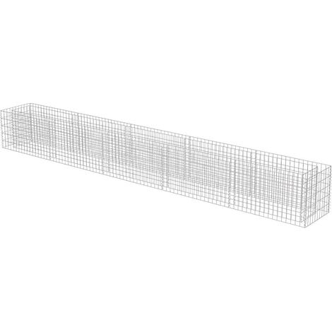 Jardinière lit surélevé plantes fleurs jardin à gabion acier galvanisé 450 x 50 x 50 cm (1/5)