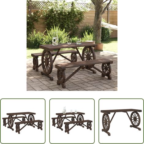 Banc de jardin - Ensemble à manger de jardin 3 pcs bois de sapin massif (1/5)