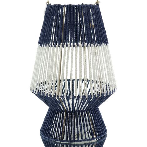 VAN DER LEEDEN Laterne mit Fuß Blau & Weiß Ø 26 cm Höhe 50 cm - Papierseil & Metall (1/3)