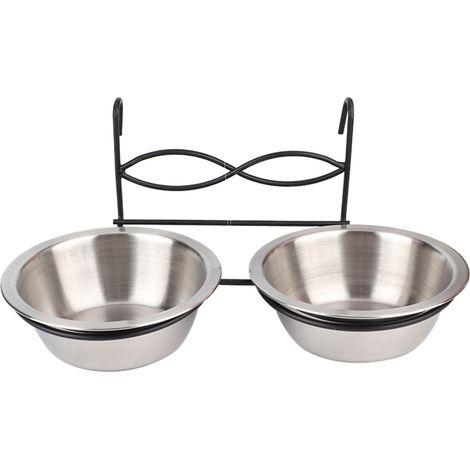Gamelle double suspendue en acier inoxydable avec crochet pour chat, chien ou chiot, idéale pour cage.