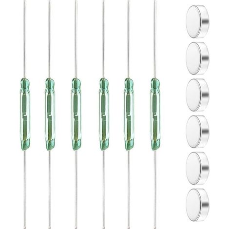Interrupteur Reed 6pcs Contact Reed Contact Reed Normalement Ouvert (N/O) Interrupteur à Induction Magnétique (2 x 14 mm) (1/4)
