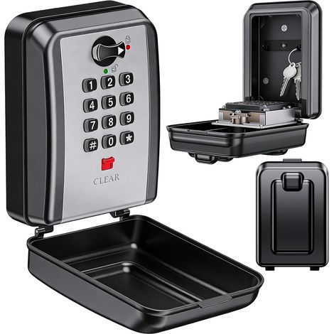 Boite a Clés Murale, 12 Chiffres Code Réinitialisable, Boite à Clef Étanche Résistante aux Intempéries, Grande Capacité Coffre Fort à Clef pour Maison, Garage, Bureau, Usine (1/5)