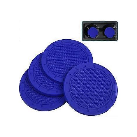 Auto-Untersetzer, 4er-Pack PVC-Einsatz für Getränkehalter - Rutschfeste, universelle Fahrzeuginnenraum-Accessoires, Getränkematten für Frauen (2,75 Zoll Durchmesser, Blau)
