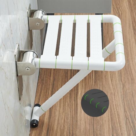 Siège de Douche Rabattable avec Pieds de Support,Chaise de Douche Adulte pour Personne Handicapée Pliable Antidérapante en Acier INOX 304 et Âgées Capacité de 250 kg Blanc (1/5)