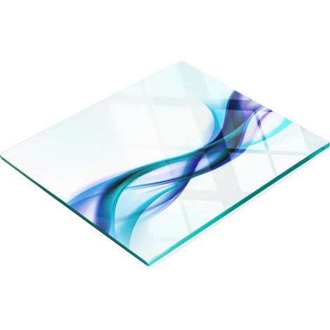 Tagliere e vassoio decorativo in vetro, con motivo a onde astratte, 60x52 cm (1/5)