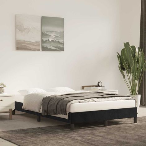 Cadre de lit 120 x 200 cm avec sommier à lattes en velours noir, sans matelas, 21.2kg - PANGIVO (1/5)