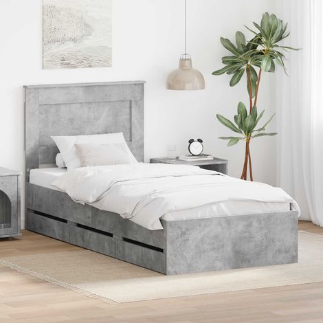 Estructura de cama Gris Concreto 90 x 190 cm Madera Ingenieril vidaXL (1/5)