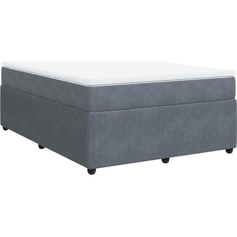 Maison Exclusive - Cama box spring con colchón terciopelo gris os (1/5)