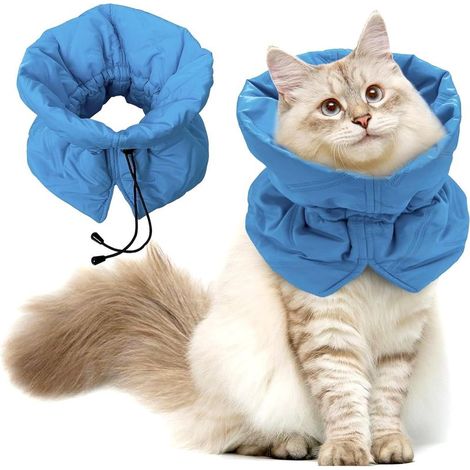 Collier de Récupération Chat, Collerette Chat Anti Lechage, Doux Ajustable, Collier Élisabéthain, Protection Post opératoire, pour Chaton Empêche de Lécher Les Plaies (Bleu foncé) (1/5)