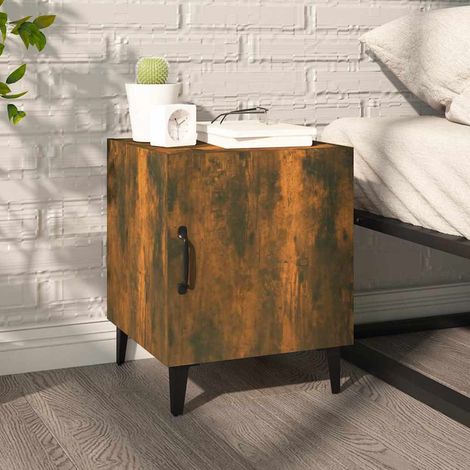 Table de chevet - Bout de Canapé Armoire De Rangement Chêne fumé Bois d'ingénierie BV480964 - BonneVie (1/5)