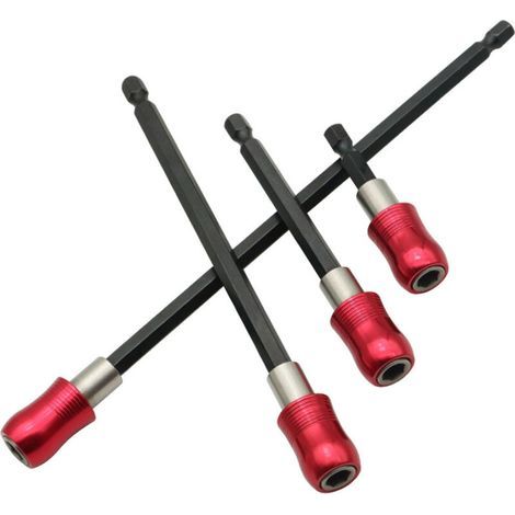 3 pièces poignée hexagonale 1/4 pouce à dégagement rapide tiges d'extension de poteau autobloquantes barre d'extension à vis(3pcs Rouge) H412
