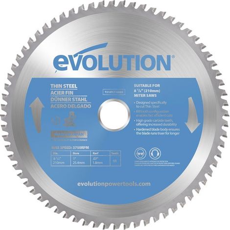 Lame de précision pour acier TCT 210mm 68 dents alésage 25.4mm Evolution pour scie à onglet