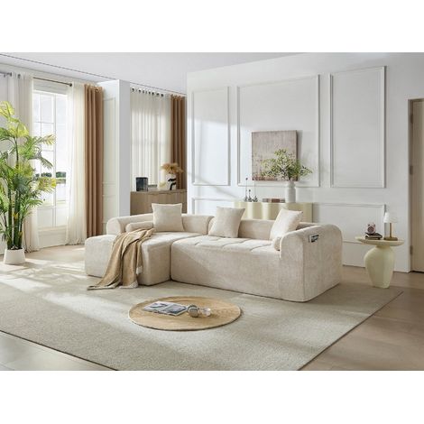 Canapé d’angle modulable en chenille avec grande méridienne (1/5)