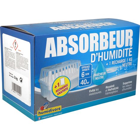Humidivore Absorbeur + 2 Recharges De 1kg Neutre Dont 1 Gratuite - Humidivore