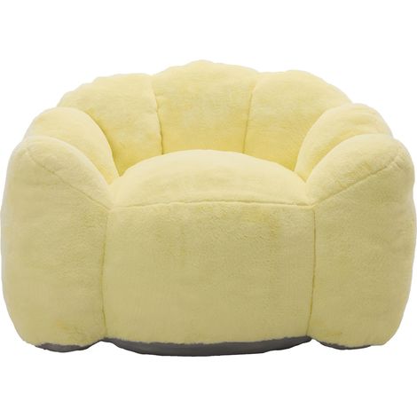 Poltrona compatta a forma di loto in velluto corto giallo 110x110x68 cm HOMVRA (1/5)