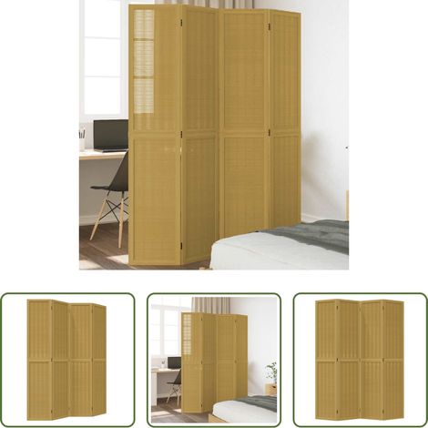Wohnzimmer - 4-tlg. Raumteiler Braun Massivholz Paulownia (1/5)