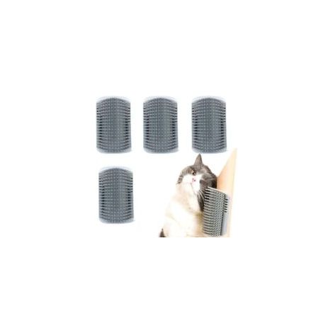Juego de 4 piezas de cepillo para gatos de autoayuda, masajeador de cabeza para gatos con hierba gatera para belleza, limpieza y juguete para gatos, peine para gatos que se puede montar en mesas y sil