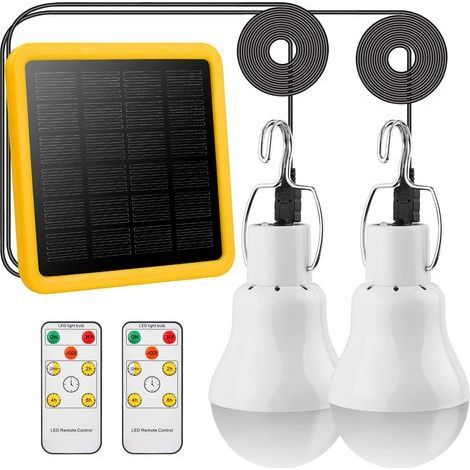 2PCS Lampe Solaire, 130 Lumen, Câble 3,5M, Télécommande, Rechargeable, Jardin, Camping (1/5)