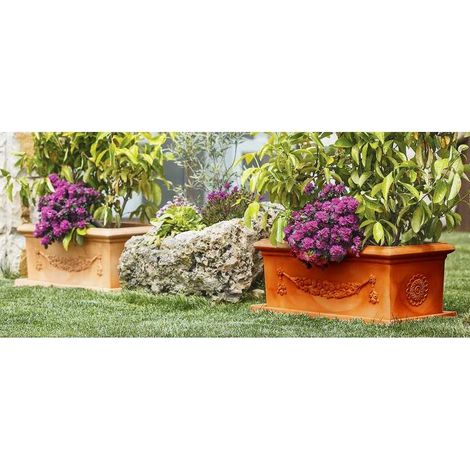 Maceta de polímero Monacis Festón Terracota cm.80 (80X40X34h) (1/2)