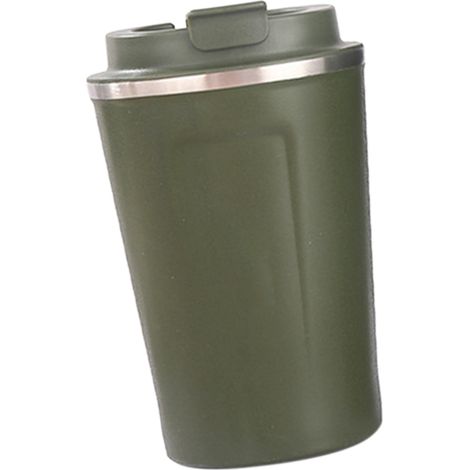 Isolierbecher aus Edelstahl 304 mit Sicherheitsverschluss, großes Fassungsvermögen, tragbarer Isolierbecher mit Deckel fürs Büro, Grün, 380 ml (1/5)