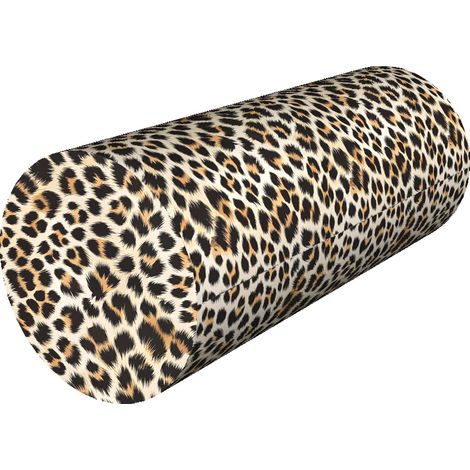 Cuscino a rullo in memory foam - stampa leopardata chiara - Ø25x60 cm (1/3)