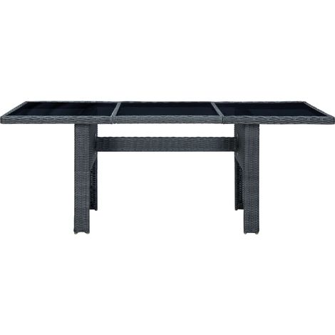 Table de jardin,Table d'extérieur Gris foncé Résine tressée et verre trempé CFW97879 (1/5)