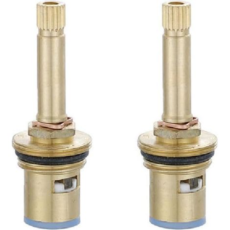 Packung mit 2 Wasserhahnkartuschen, 1/2 Zoll Messingscheiben- und Spindelkartuschen, Ersatzteile für Badezimmer- oder Küchenspülenarmaturen, zufällige Farbe (76 mm)
