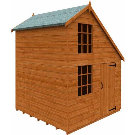 6 x 6 Feet Clubhouse 12mm Shed - Solid Wood/Softwood/Pine - L175 x W175 x H223.5 cm - Burnt Orange