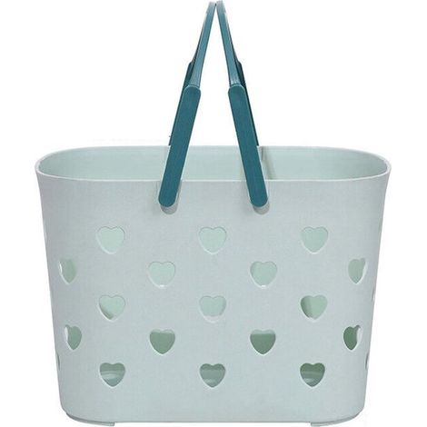 Panier de rangement en plastique avec poignées, portable, pour douche, salle de bain, cuisine, chambre d'étudiant et chambre à coucher, vert (1/5)