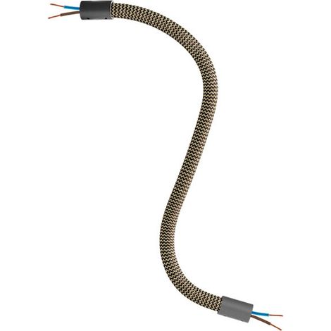 Creative-Cables Kit Creative Flex flexibler Verlängerungsschlauch (30 cm Länge, Ø 10 mm) – Stoffummantelung RZ24 Schwarz-Gold und schwarze Details – Mit Metallendstücken und Zubehör