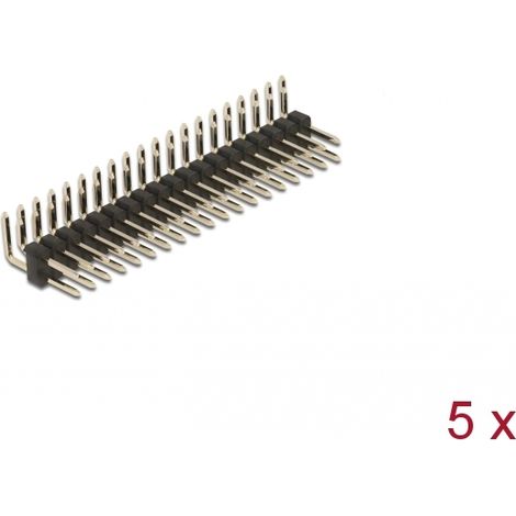 Delock Cabezal de 20 pines, densidad 2,54 mm, 2 hilera, angulado, 5 piezas