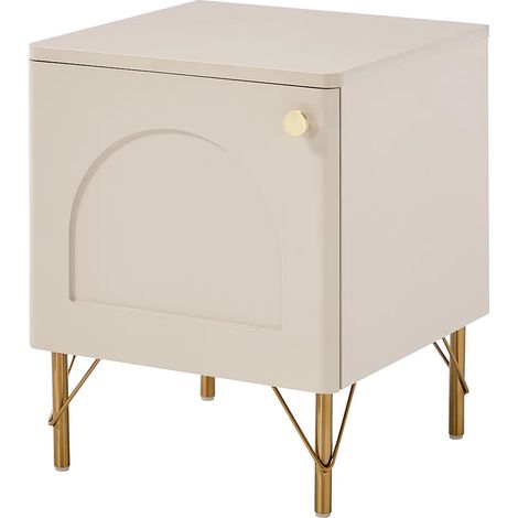 Table de chevet côté droit 1 porte – Beige et doré - ALOBARA (1/4)