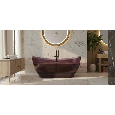 Vasca da bagno freestanding da design 170x78cm centro stanza resina acrilica trasparente B-Tech DAFNE Bordeaux (1/3)