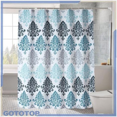 Rideau de douche Rideau de bain de douche à rayures en polyester, rideau de salle deco rideau 180x180cm / 70,9x70,9 pouces (1/4)