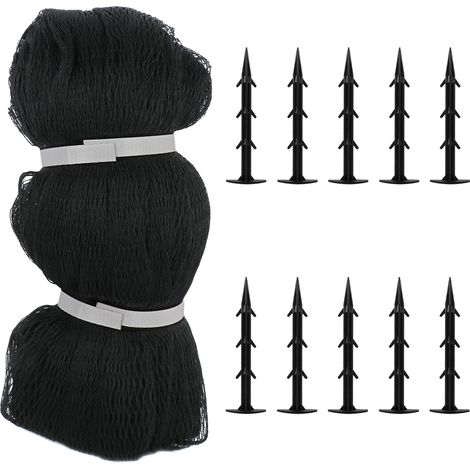 Schutznetz für Teiche – Schwarzes Laubschutznetz mit Spikes, Polyethylen hoher Dichte – Packung mit 1 Netz + 10 Spikes (1/5)