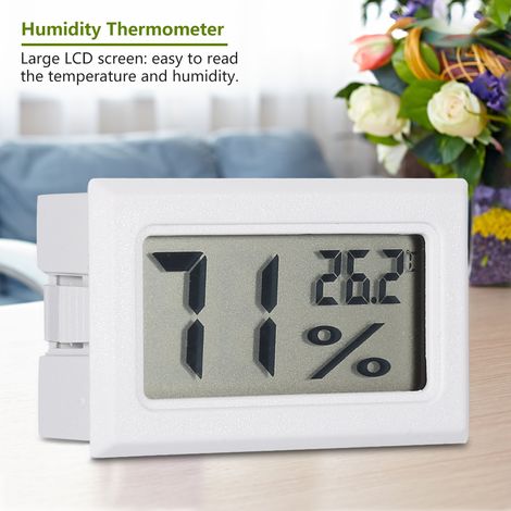 Hygromètre numérique LCD, thermomètre et moniteur d'humidité pour la maison, le bureau et la serre (blanc) (1/5)