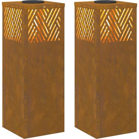 Lumière de chemin LED solaire 2 pcs Bronze Acier patiné